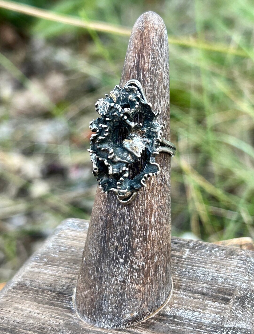 Beau Sterling Silver Ring Vintage Abstract Texture Adjustable Size 4.5 ...