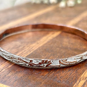 Copper Enamel Bracelet Cloisonne Vintage Retro Floral Motif Leaves Jewelry