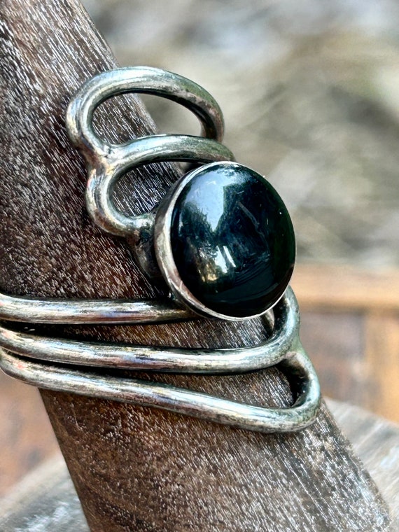 Sterling Silver Ring Black Onyx Gemstone Modern M… - image 2