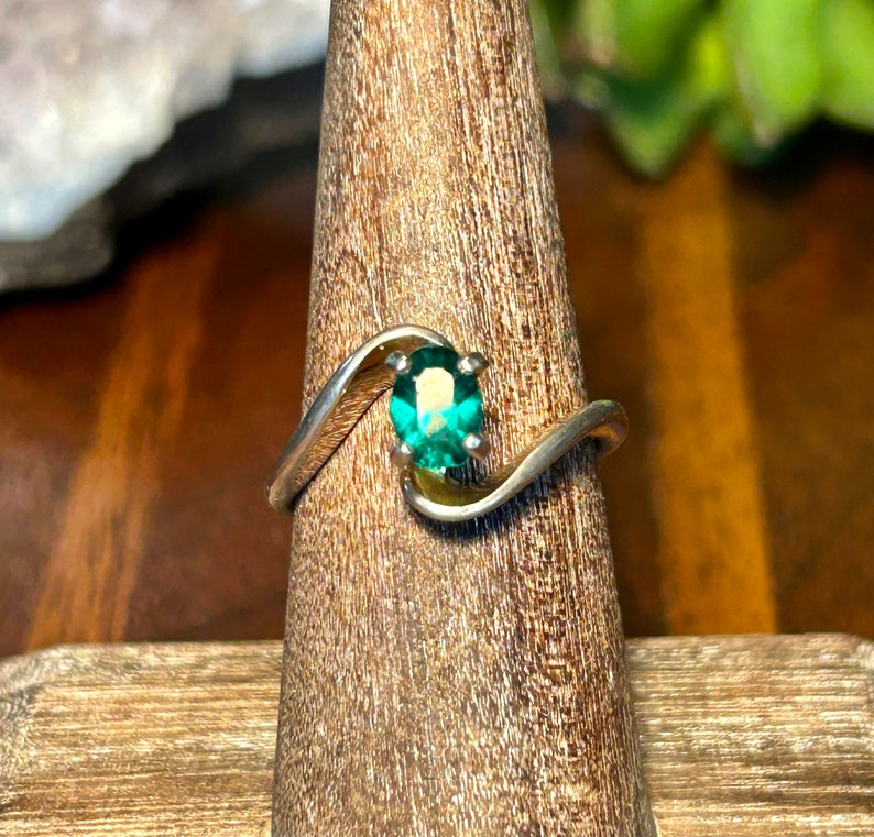 Espo 14k GE Ring Emerald Green Stone Vintage Retro Jewelry Gift image 4