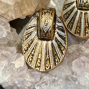 Orecchini Damascene Clip On Smalto Design Retro Vintage Gioiello Regalo
