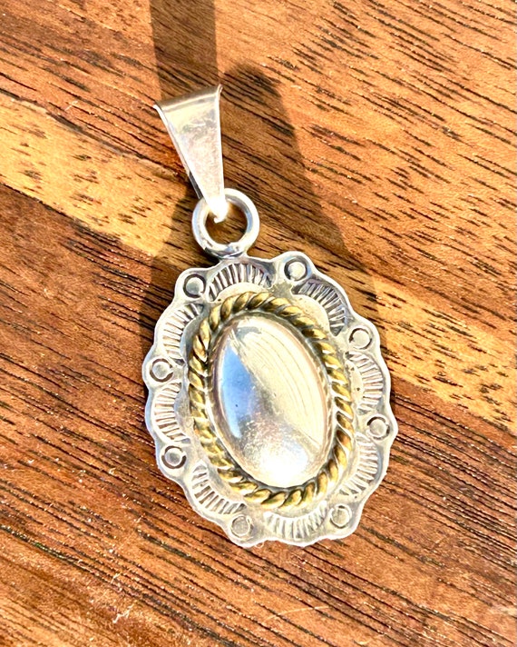 Taxco Sterling Silver Concho Pendant Handmade Jew… - image 7