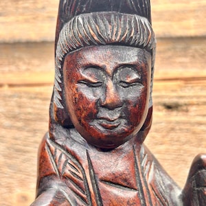Hand Carved Wooden Chinese Statue Asian Vintage Retro Wood Figure Retro Decor