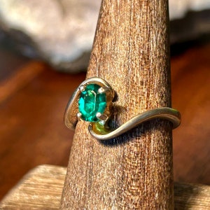 Espo 14k GE Ring Emerald Green Stone Vintage Retro Jewelry Gift image 2