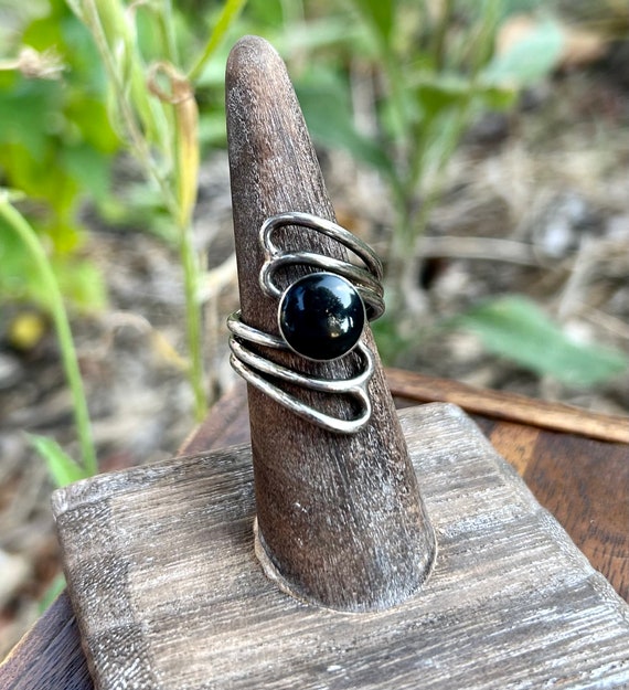 Sterling Silver Ring Black Onyx Gemstone Modern M… - image 4