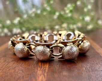 Bracelet Manchette Articulé Vintage Années 80-90 - Bronze Argenté - Occasion