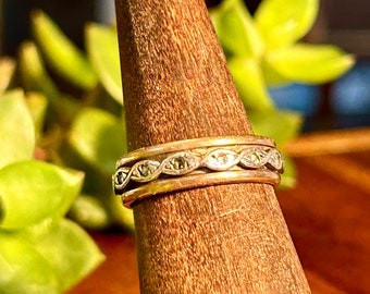 Vintage 10k Gold Plated Sterling Silver Ring Uncas Wedding Band Retro Unisex Jewelry Gender Neutral