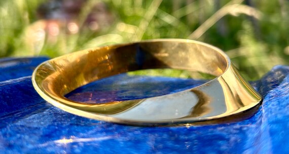 Solid Brass Bracelet Asymmetrical Bangle Vintage … - image 5