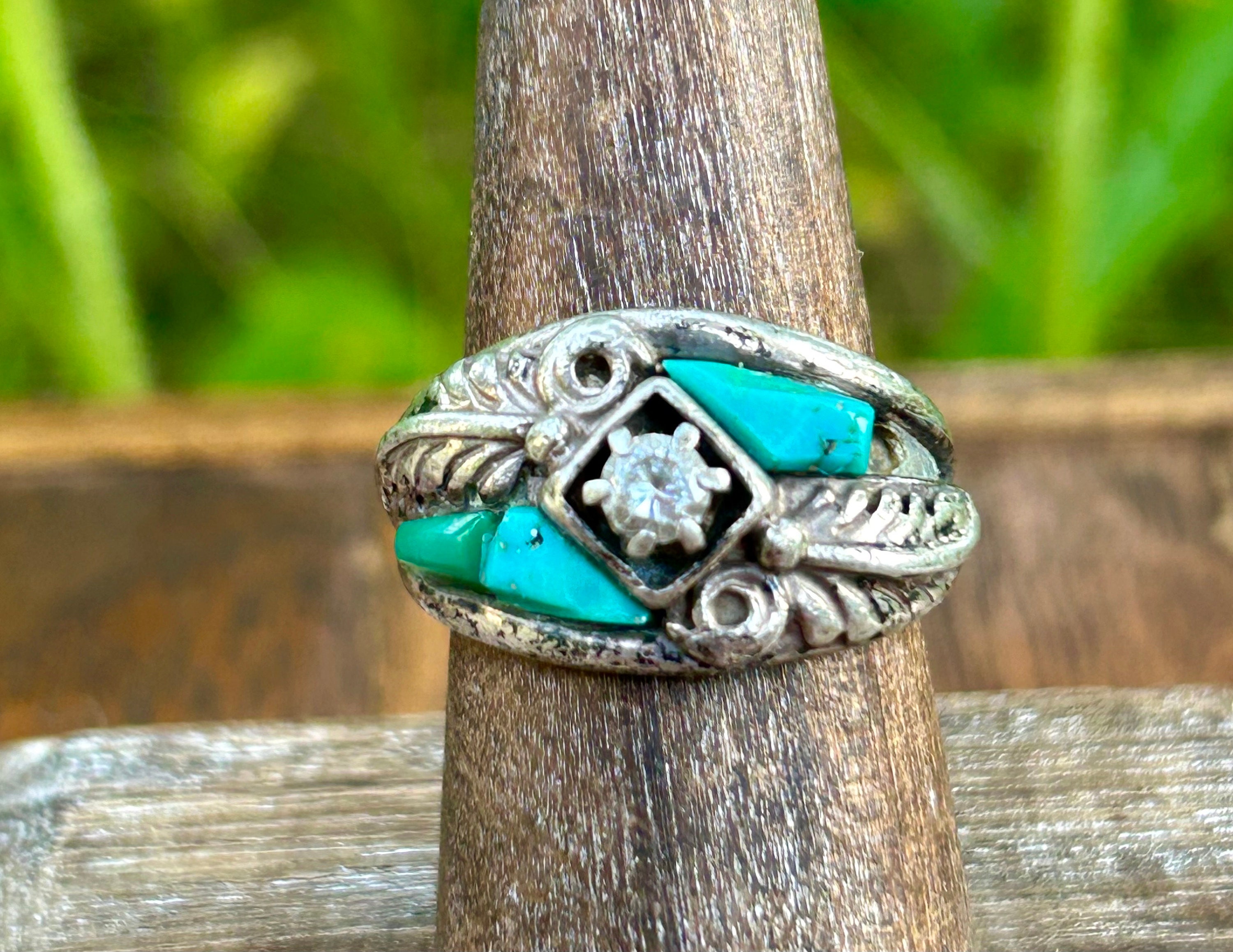Sterling Silver Turquoise Cubic Zirconia Ring Cheryl Wadsworth