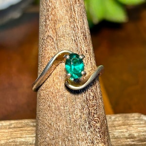 Espo 14k GE Ring Emerald Green Stone Vintage Retro Jewelry Gift image 1