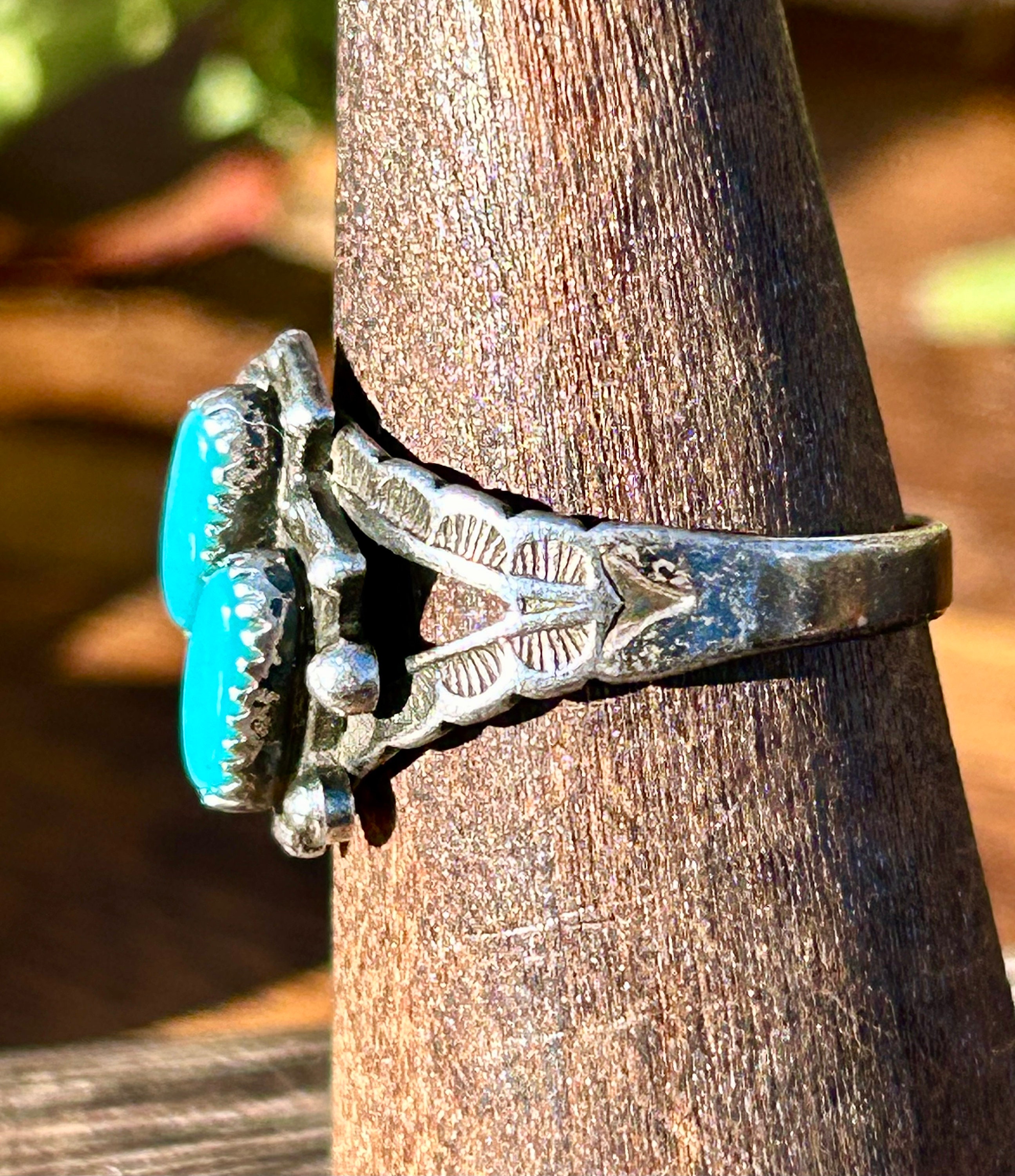 指輪・リング Vintage Fred Harvey Style Ring Size 9 3/4 >> Vintage Fred Harvey Era Navajo Sterling Silver