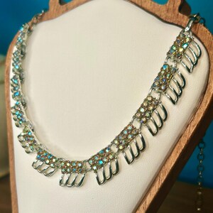 Vintage Crystal Choker AB Aurora Borealis Necklace Retro Fashion Jewelry