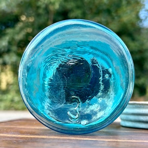 Antique Ball Perfect Mason Jar Blue Glass Pint Tin Lid 1913 1922 1920s Kitchen imagem 6