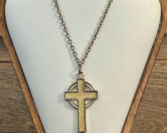Vintage Cross Necklace Gold Tone Retro Fashion Jewelry Cross Pendant Religious