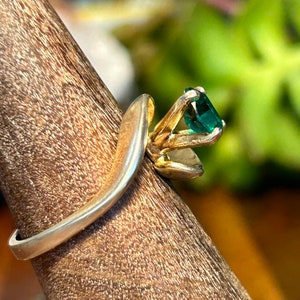 Espo 14k GE Ring Emerald Green Stone Vintage Retro Jewelry Gift image 5