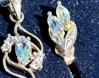 ヴィンテージ スターリングシルバー ブルートパーズ ラインストーン