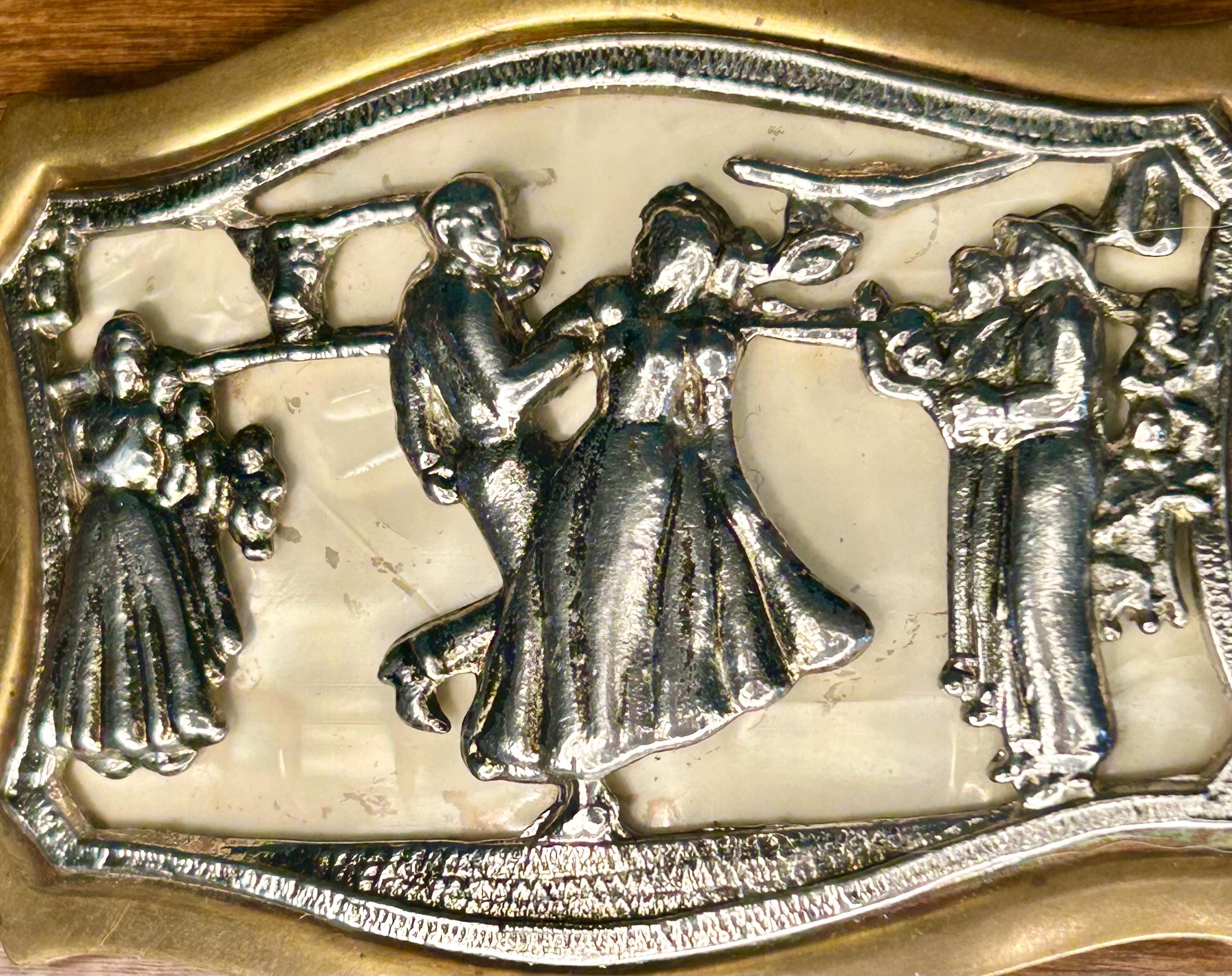 Vintage Square Dancing Belt Buckle Mixed Metal Western Wear  display picture 3