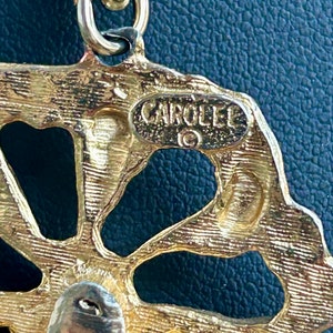 Vintage Magnifying Glass Pendant Necklace Carolee Jewelry Gold Tone Bow Retro Fashion Jewelry image 4