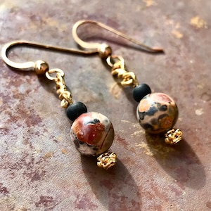 Leopard Skin Jasper Earrings Orb Sphere Stud Healing Crystal Jewelry Leopardskin Gemstone