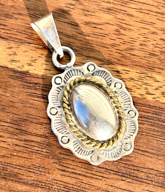 Taxco Sterling Silver Concho Pendant Handmade Jew… - image 2