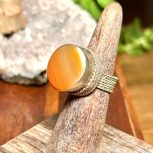 Vintage Silver Agate Ring Handmade Retro Jewelry Boho Hippie Bohemian Gift image 1