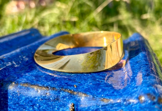 Solid Brass Bracelet Asymmetrical Bangle Vintage … - image 4