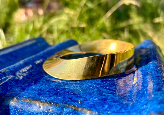 Solid Brass Bracelet Asymmetrical Bangle Vintage … - image 8