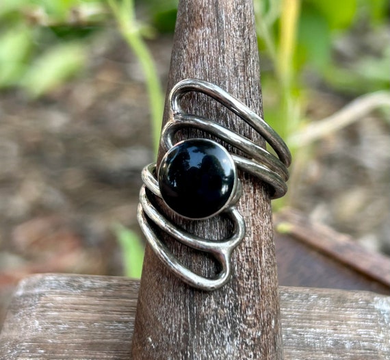 Sterling Silver Ring Black Onyx Gemstone Modern M… - image 7