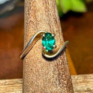 Espo 14k GE Ring Emerald Green Stone Vintage Retro Jewelry Gift image 8