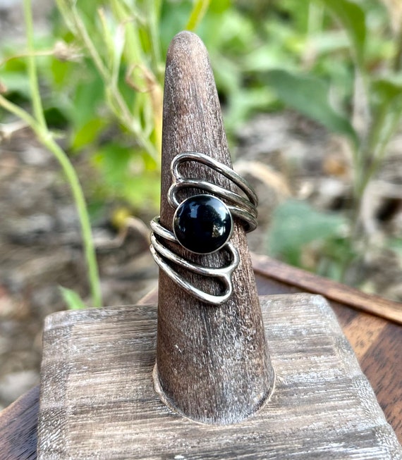 Sterling Silver Ring Black Onyx Gemstone Modern M… - image 10