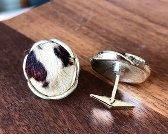 vintage boutons de manchette léopard fausse fourrure milieu du siècle homme des années 1960 bijoux Lisner boutons de manchette rétro