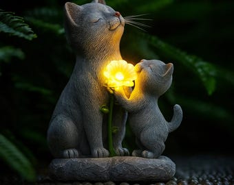 Cat Garden Statue with Butterfly | Outdoor Lawn Decor