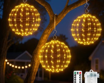 Christmas Sphere Lights: 3-Pack 12" LED Ball Lights with Timer
