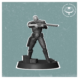 32mm Hardened Wastelander with Rifle – Fallout RPG Mini | Post-Apocalyptic Figure | Vermilion Miniatures