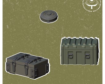 32 mm Desert Patrol Aufbewahrungsboxen und Landminen – Fallout RPG Mini | Postapokalyptische Figur | Vermilion Miniaturen