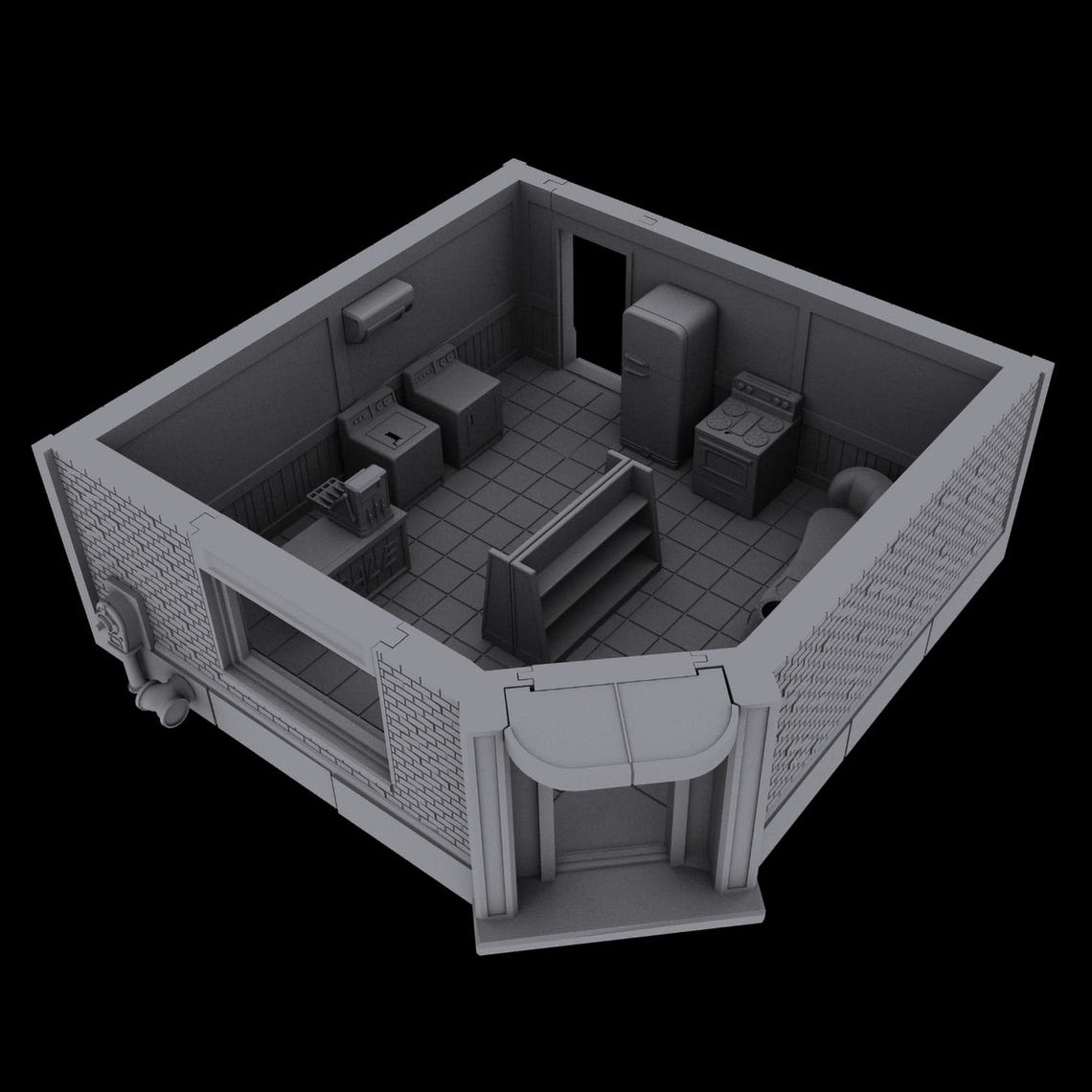 Rpg Storefront 3D Printed Post-apocalyptic Building Terrain - Storefront Variant ...