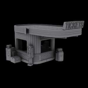 3D Printed Post-Apocalyptic Building Terrain - Bus Station Ticket Booth | 20mm Scale Gaslands Style RPG Miniature | M3 Studios