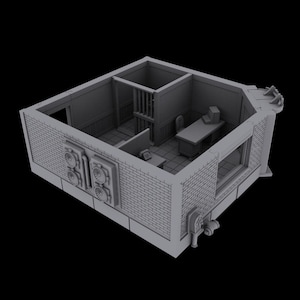 3D Printed Post-Apocalyptic Building Terrain - Police Station Variant | 32mm Scale D&D, Fallout, Wargame RPG Miniature | M3 Studios