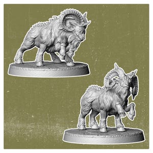 32mm Wasteland Mutated Wildlife Hexhorn Ram – Fallout RPG Mini | Post-Apocalyptic Figure | Vermilion Miniatures