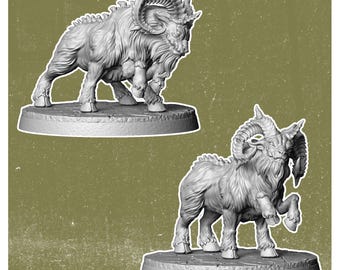 32 mm Ödland Mutierte Wildtiere Hexhorn Widder - Fallout RPG Mini | Postapokalyptische Figur | Vermilion Miniaturen