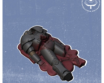 32mm Armored Collective Dead Soldier – Fallout RPG Mini | Post-Apocalyptic Figure | Vermilion Miniatures