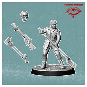 32mm Wasteland Farmer– Fallout RPG Mini | Post-Apocalyptic Figure | Vermilion Miniatures