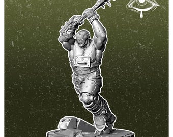 32 mm Mutant mit Spiked Keule – Fallout RPG Mini | Postapokalyptische Figur | Vermilion Miniaturen