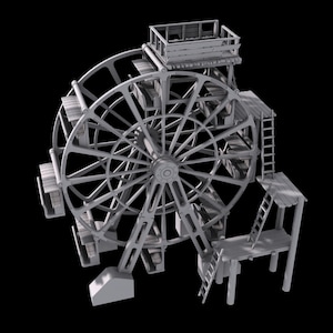 3D Printed Post-Apocalyptic Building Terrain - Fun Town Ferris Wheel | 20mm Scale Gaslands Style RPG Miniature | M3 Studios