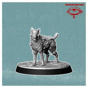 32mm Wasteland Cyber Dog – Fallout RPG Mini | Post-Apocalyptic Figure | Vermilion Miniatures