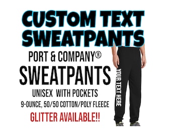 Custom Sweatpants, Personalized Sweatpants, Port & Company - UNISEX Essential Fleece Sweatpants with Pockets  PC90P