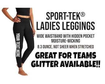 Personalized Leggings, Sport-Tek Ladies Leggings, Custom Leggings, Black Leggings, Team Leggings, Cheer Leggings LPST890