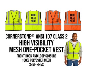 CornerStone ® ANSI 107 Class 2 Mesh One-Pocket Vest, Custom Safety Vest, High Visibility, Construction Vest CSV100