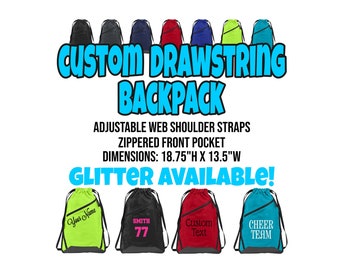 Custom Cinch Sack, Team Bag, Personalized Bag, Cinch Bag, Personalized Cinch Bag, Custom Drawstring Backpack,  Drawstring Backpack