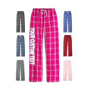 Ladies Flannel Pants, District Women’s Flannel Plaid Pants, Custom Ladies Lounge Pants, Women&#39;s Pajama Pants, Personalized Pajamas, PJ Pants